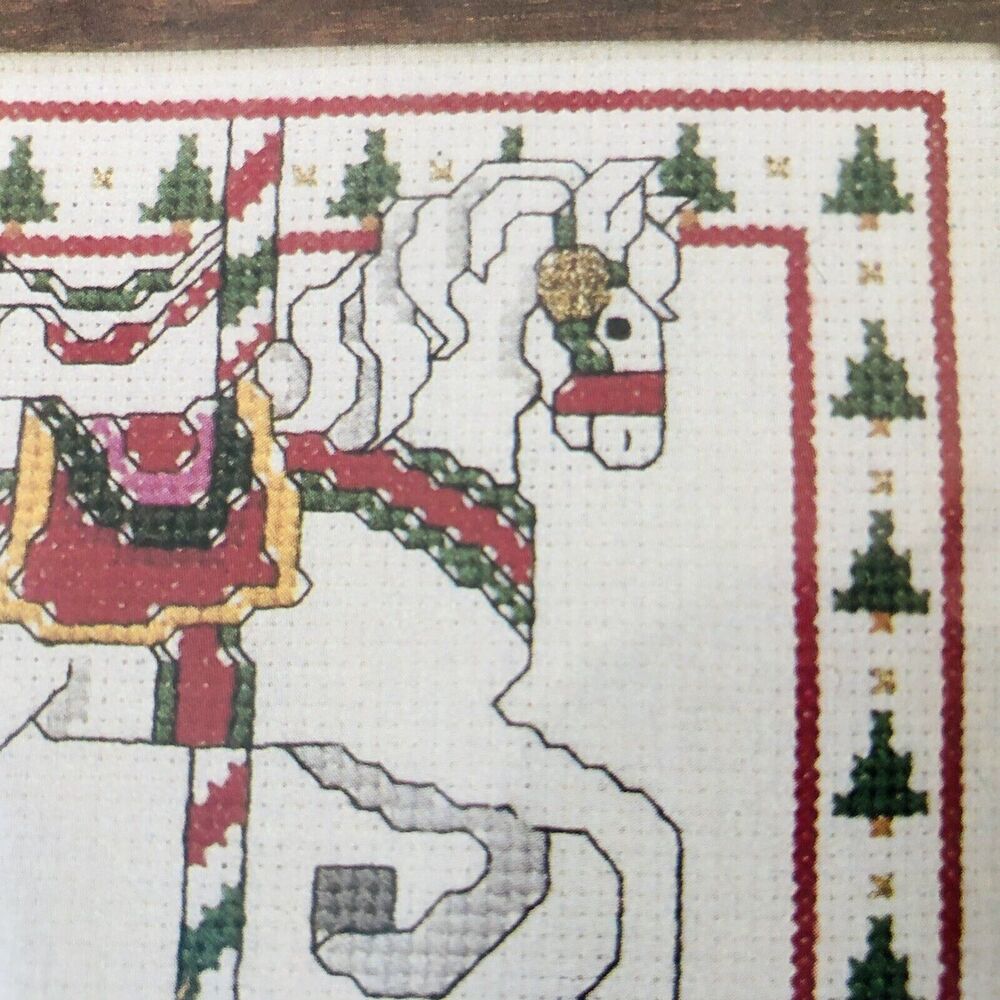 Christmas Trees Carousel Horse Counted Cross Stitch Kit New Banar Designs 5 x 7”